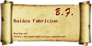 Balázs Fabrícius névjegykártya