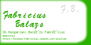 fabricius balazs business card